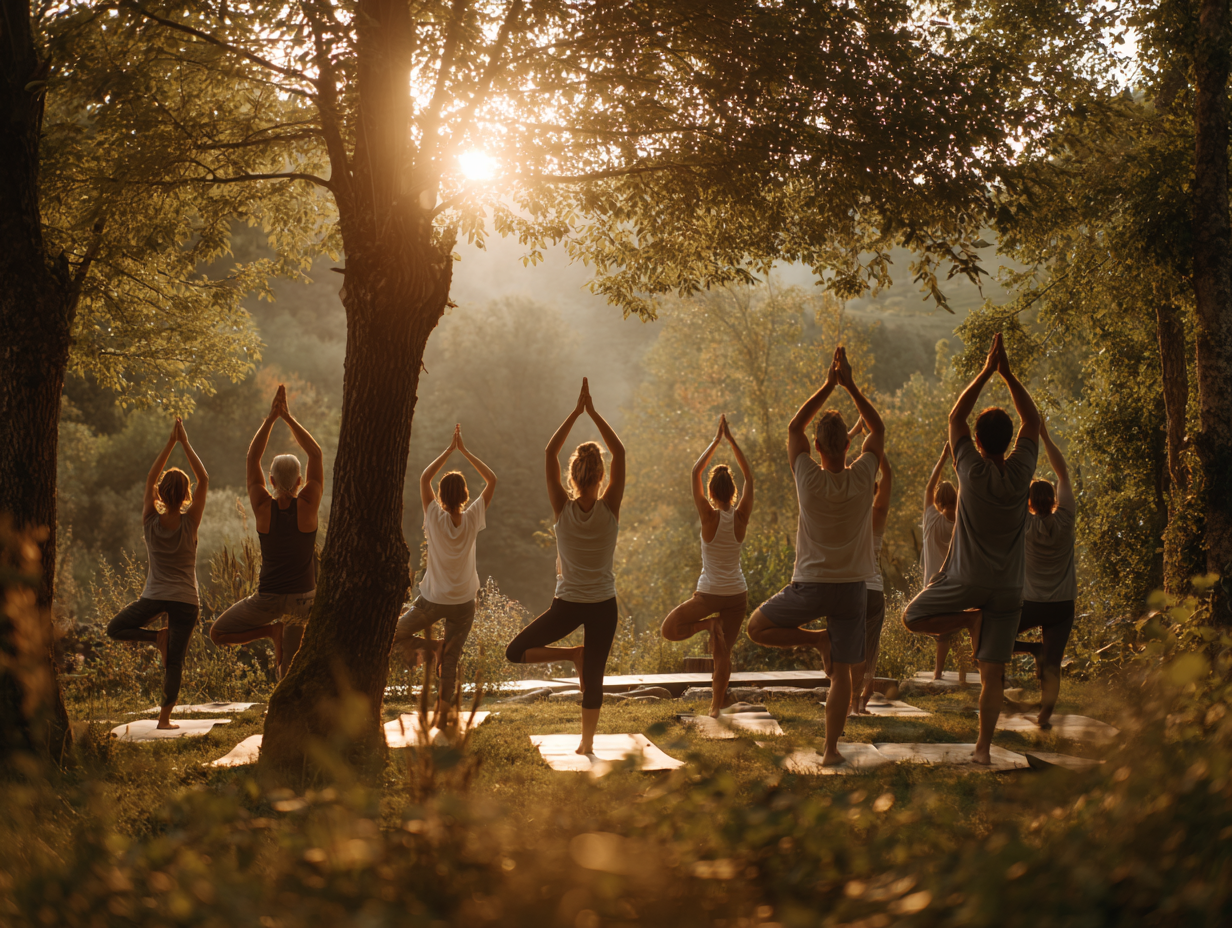 Жінка практикує йогу в спокійному оточенні